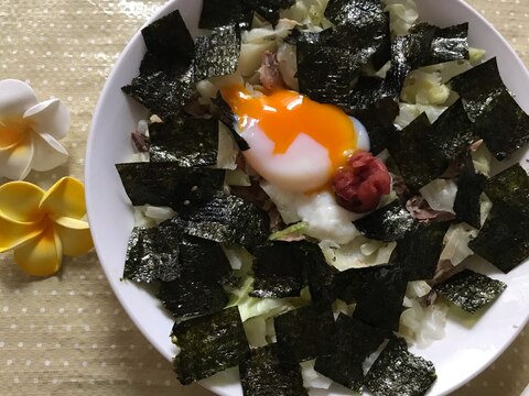 [レンジ]温キャベツ＊サバ塩焼缶サラダ(海苔卵)